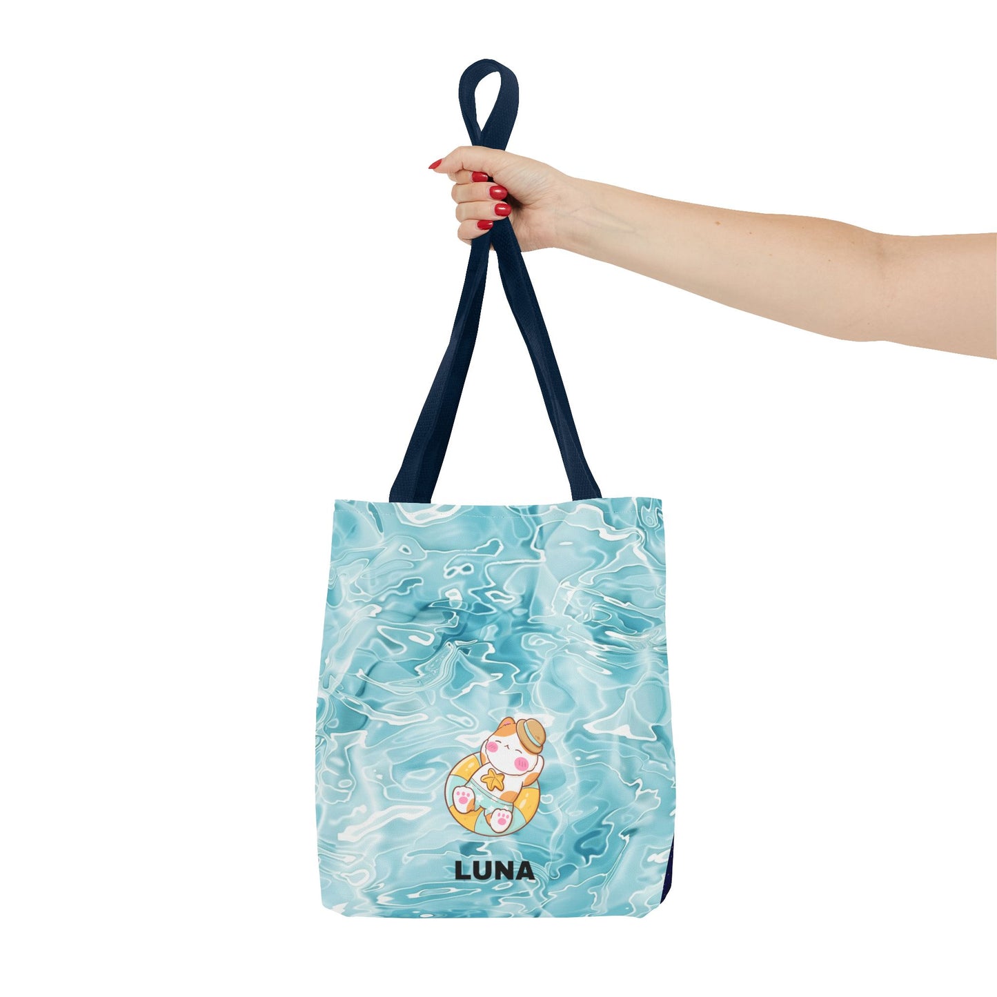Personalized Name Cute Cat Float Ocean Starry Sky Tote Bag