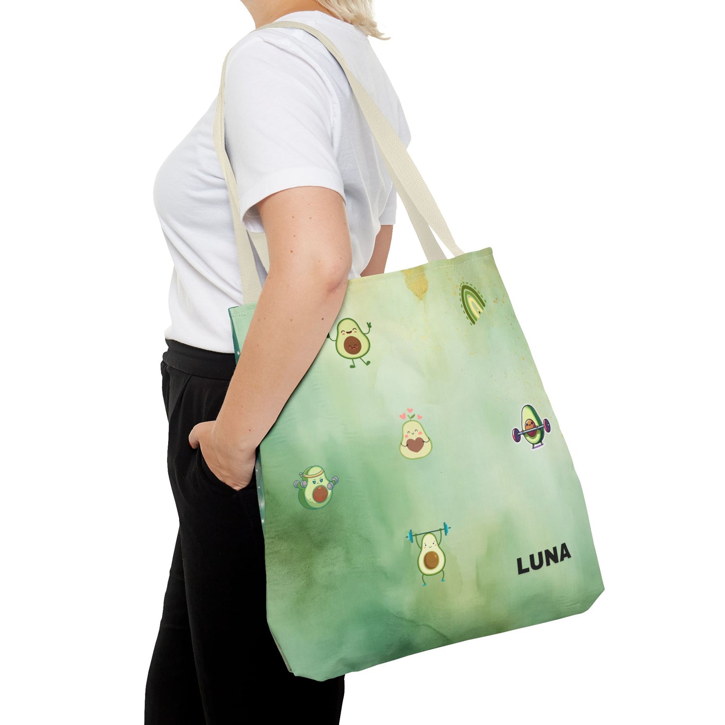 Personalized Cute Gym Avocado Fun Two Tone Tote Bag