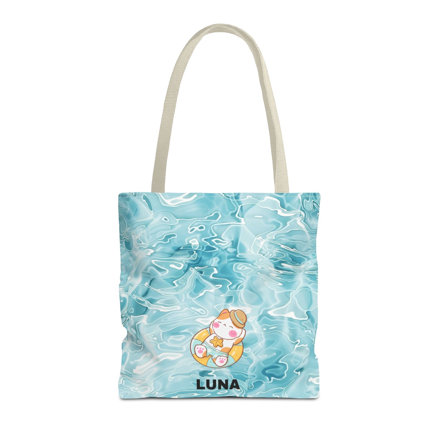 Personalized Name Cute Cat Float Ocean Starry Sky Tote Bag