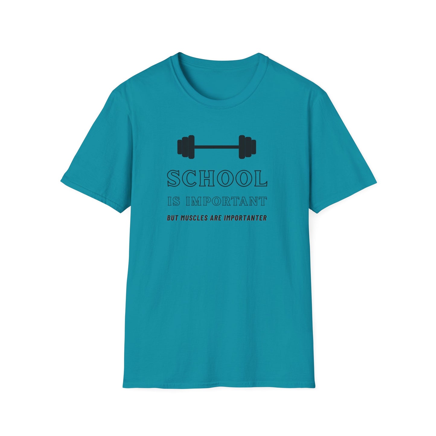 "School is Important, But Muscles are Importanter" Fitness Memes T-Shirt