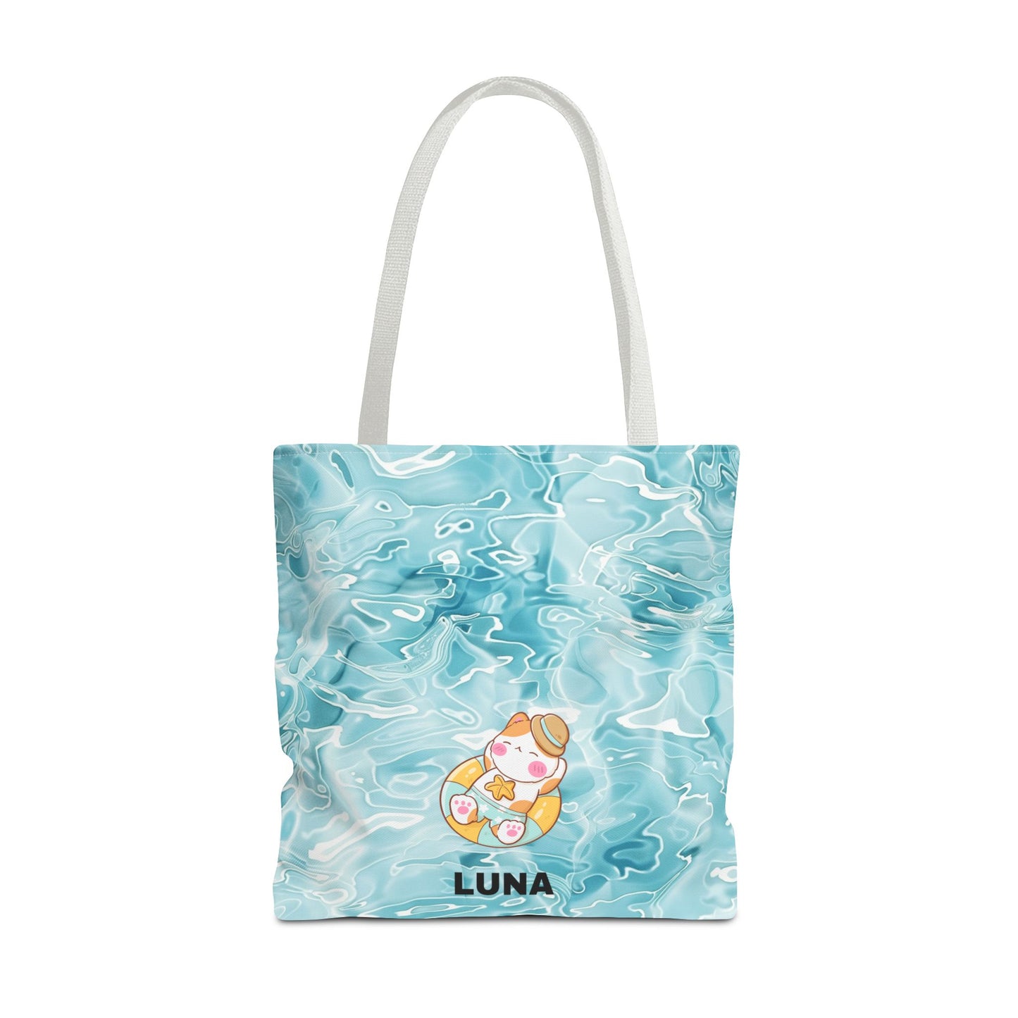 Personalized Name Cute Cat Float Ocean Starry Sky Tote Bag