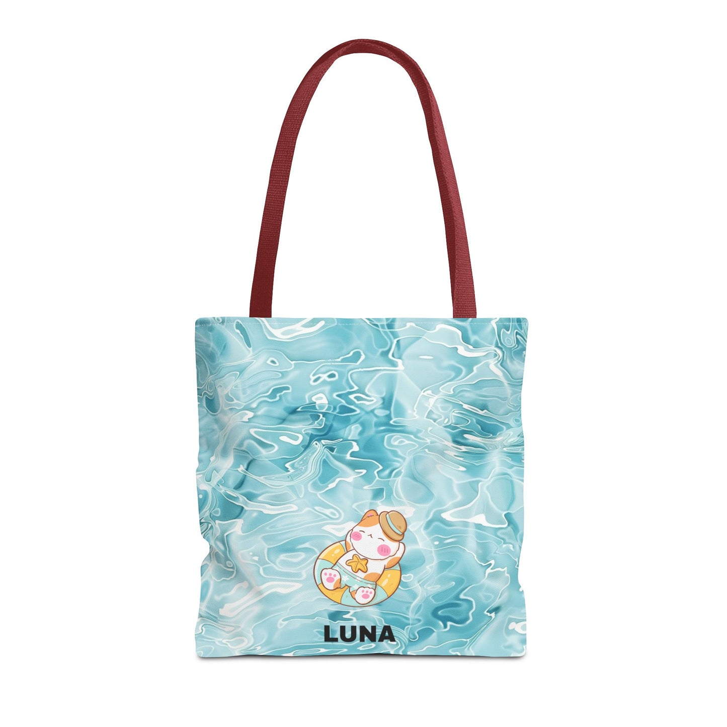 Personalized Name Cute Cat Float Ocean Starry Sky Tote Bag