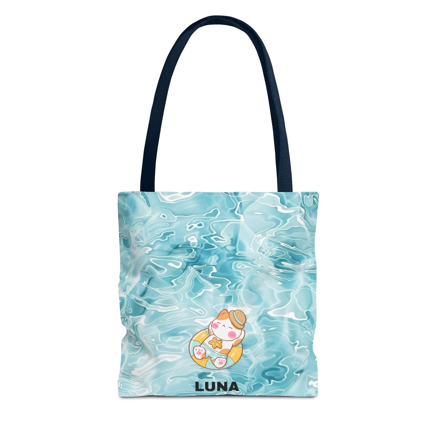 Personalized Name Cute Cat Float Ocean Starry Sky Tote Bag