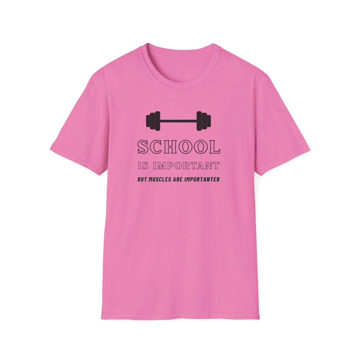"School is Important, But Muscles are Importanter" Fitness Memes T-Shirt
