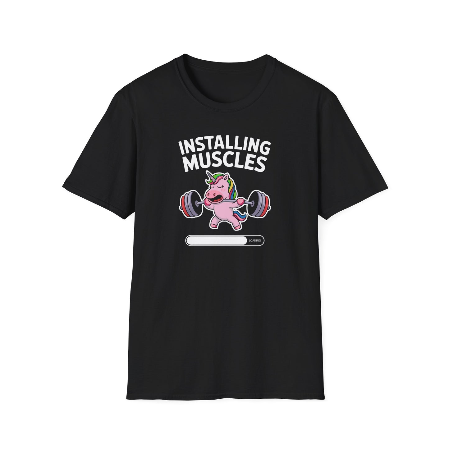 Unicorn Weightlifting 'Installing Muscles' Memes T-Shirt