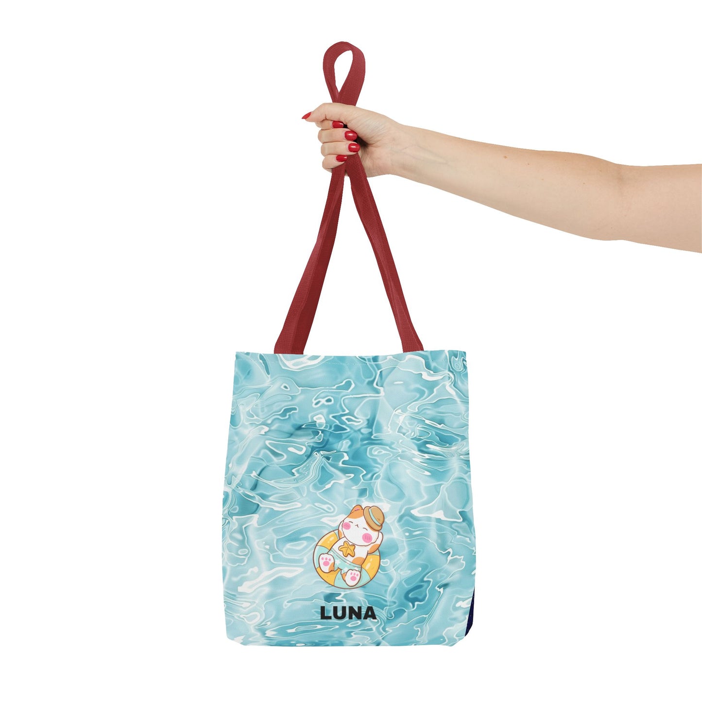 Personalized Name Cute Cat Float Ocean Starry Sky Tote Bag