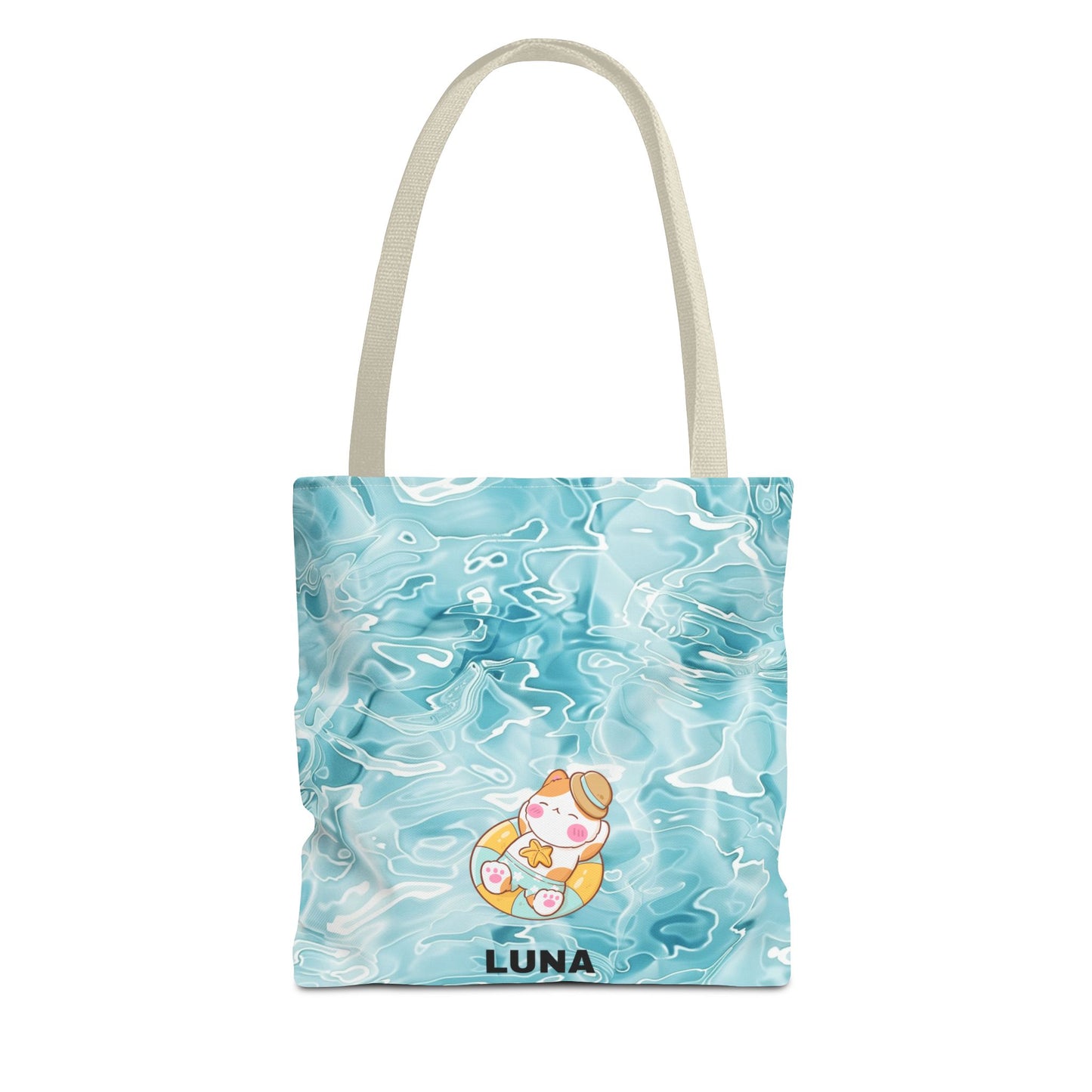 Personalized Name Cute Cat Float Ocean Starry Sky Tote Bag