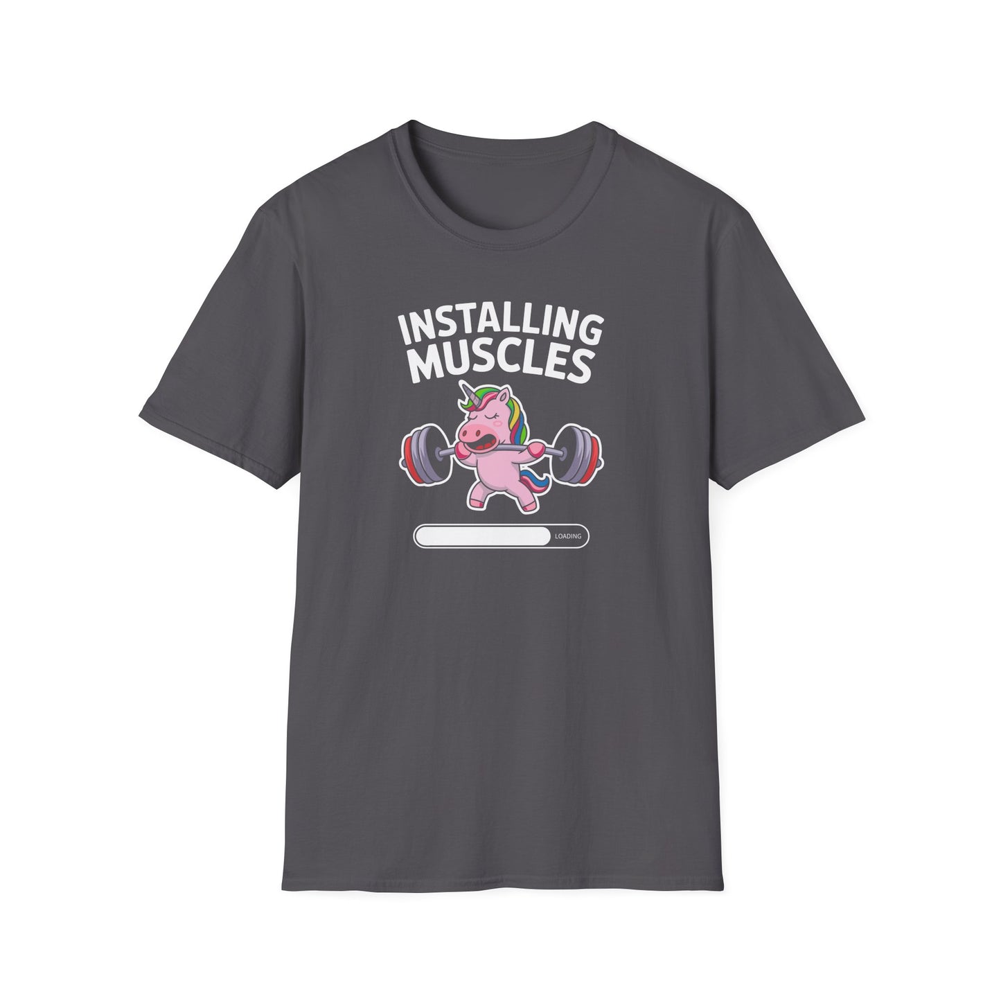 Unicorn Weightlifting 'Installing Muscles' Memes T-Shirt