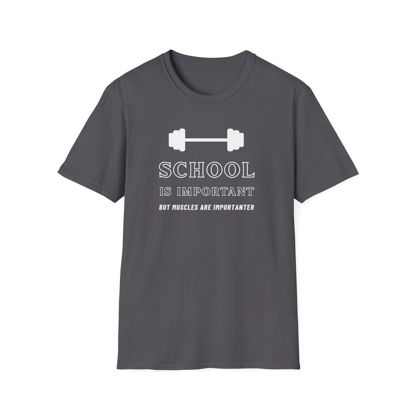 "School is Important, But Muscles are Importanter" Fitness Memes T-Shirt