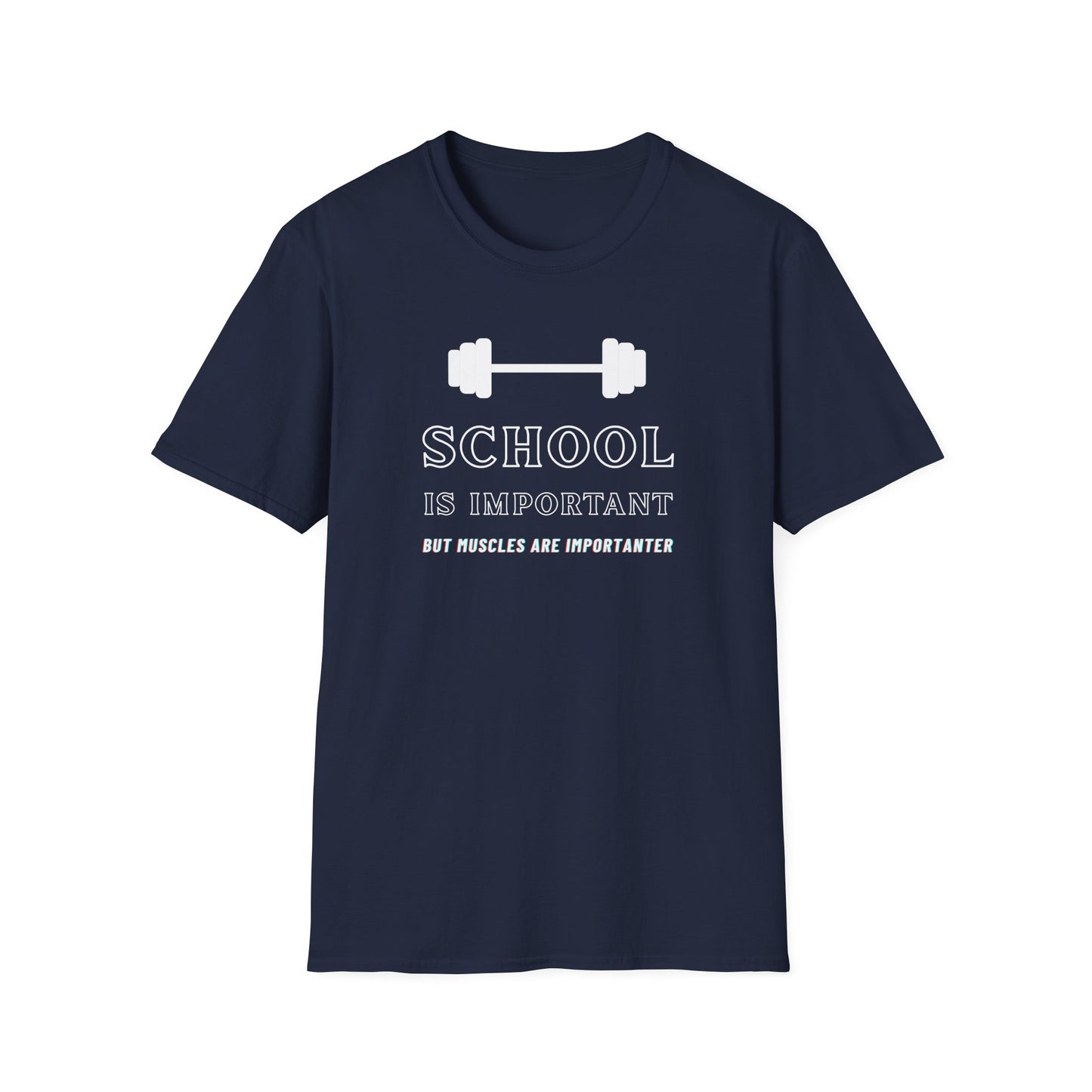 "School is Important, But Muscles are Importanter" Fitness Memes T-Shirt