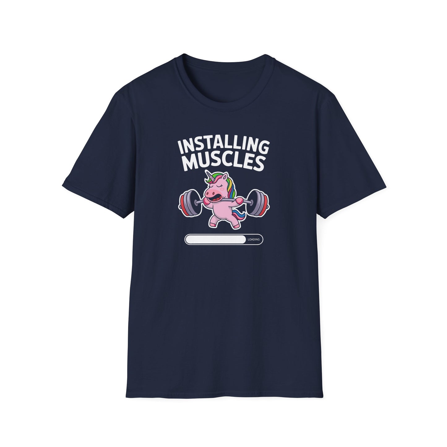 Unicorn Weightlifting 'Installing Muscles' Memes T-Shirt