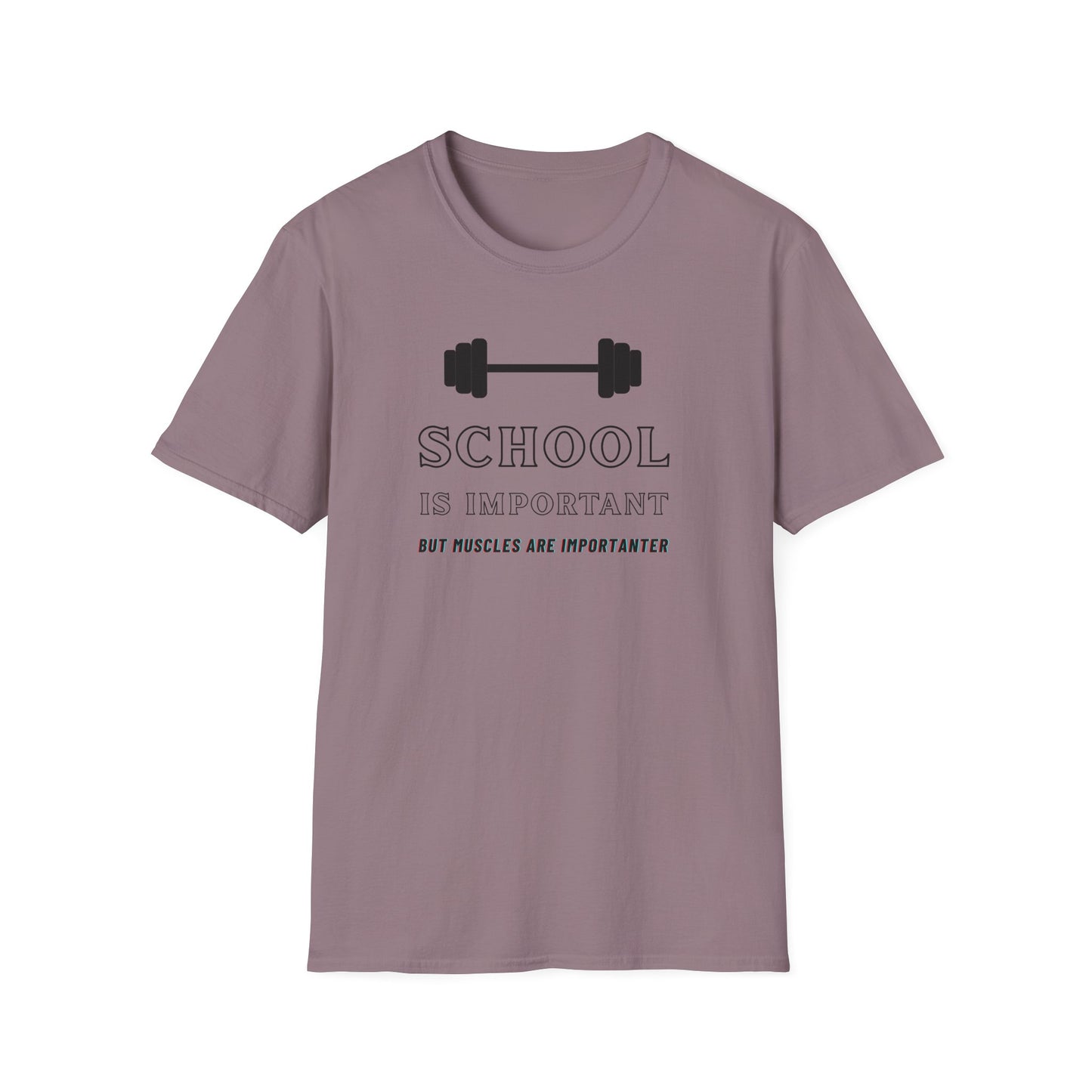"School is Important, But Muscles are Importanter" Fitness Memes T-Shirt