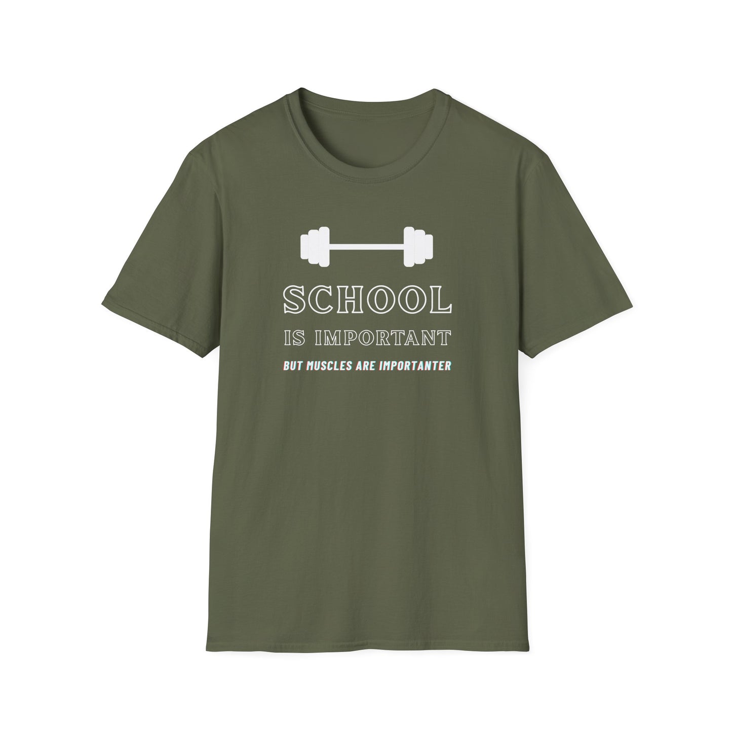 "School is Important, But Muscles are Importanter" Fitness Memes T-Shirt