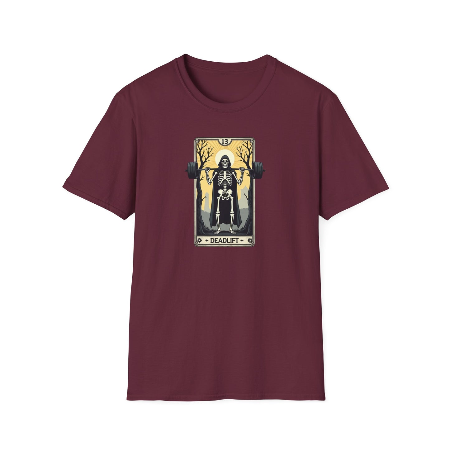 Funny Tarot Card Gym Deadlift Skeleton T-Shirt