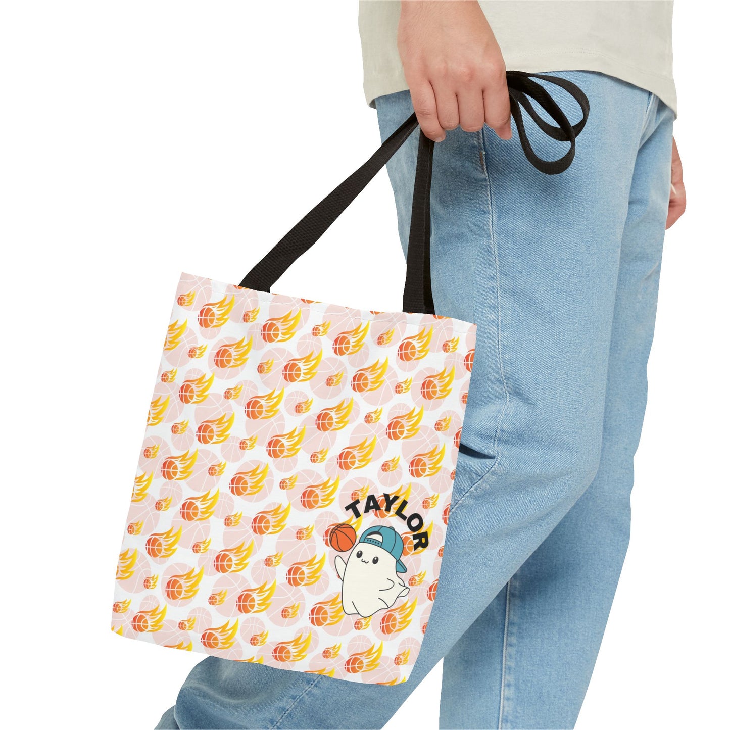 Personalized Cute Baby GH*st Fire basketball ToteBag