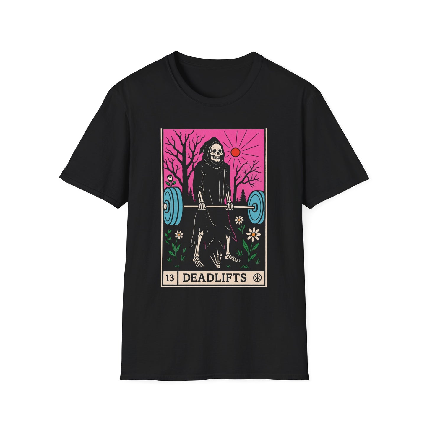 Grim Reaper Deadlifts Tarot Card Softstyle T-Shirt