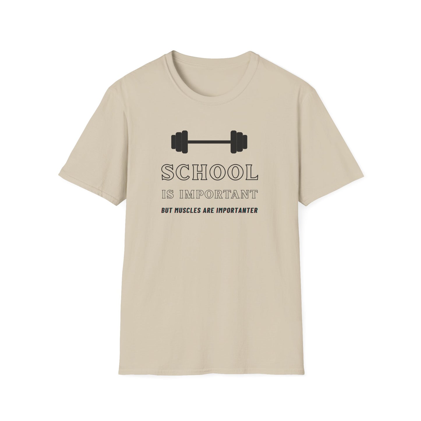 "School is Important, But Muscles are Importanter" Fitness Memes T-Shirt