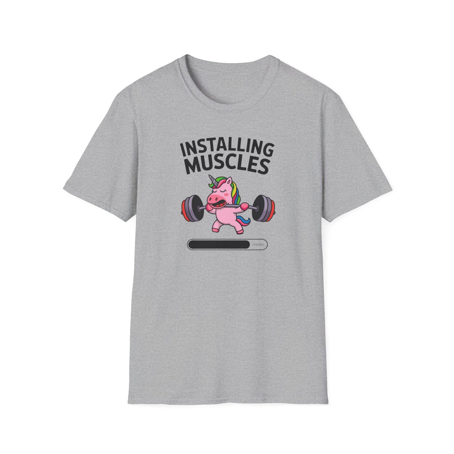 Unicorn Weightlifting 'Installing Muscles' Memes T-Shirt