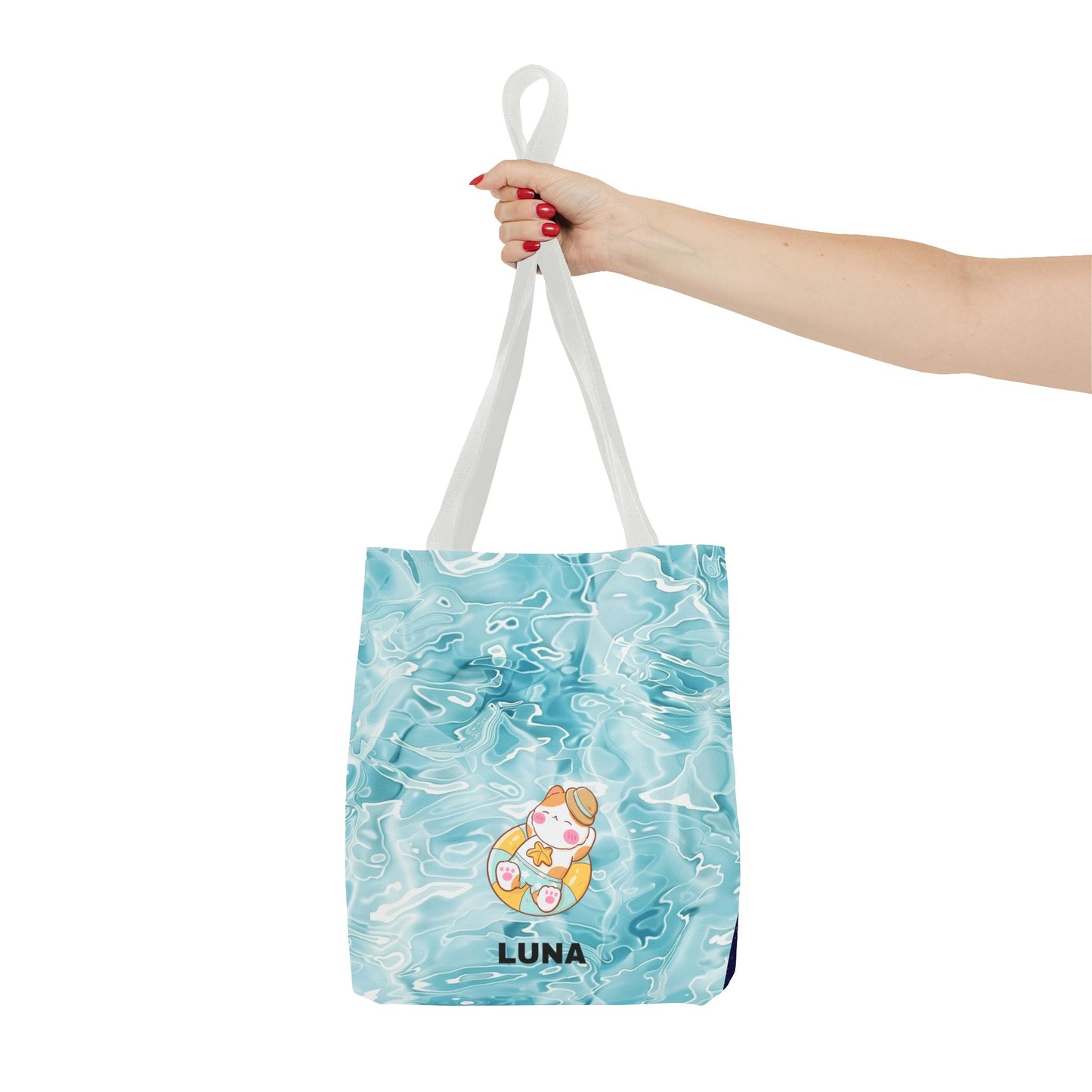 Personalized Name Cute Cat Float Ocean Starry Sky Tote Bag