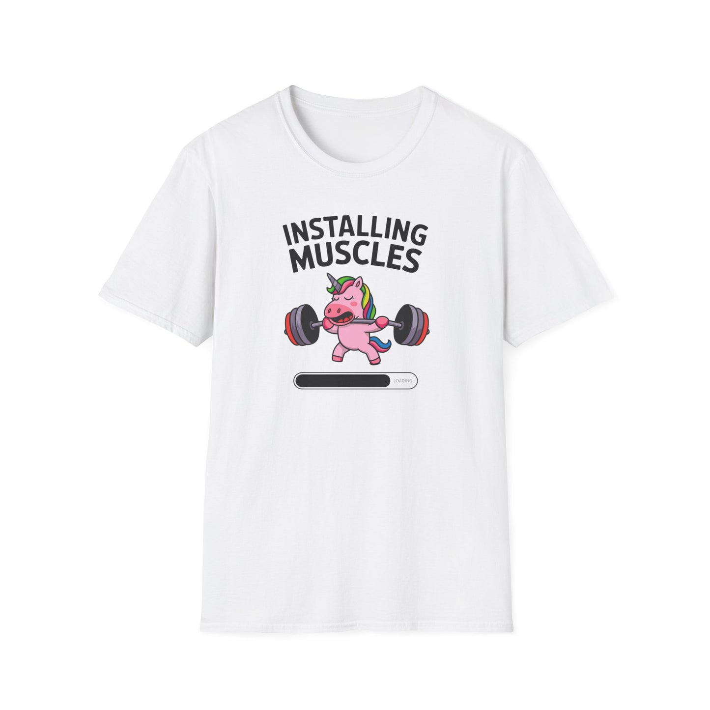 Unicorn Weightlifting 'Installing Muscles' Memes T-Shirt