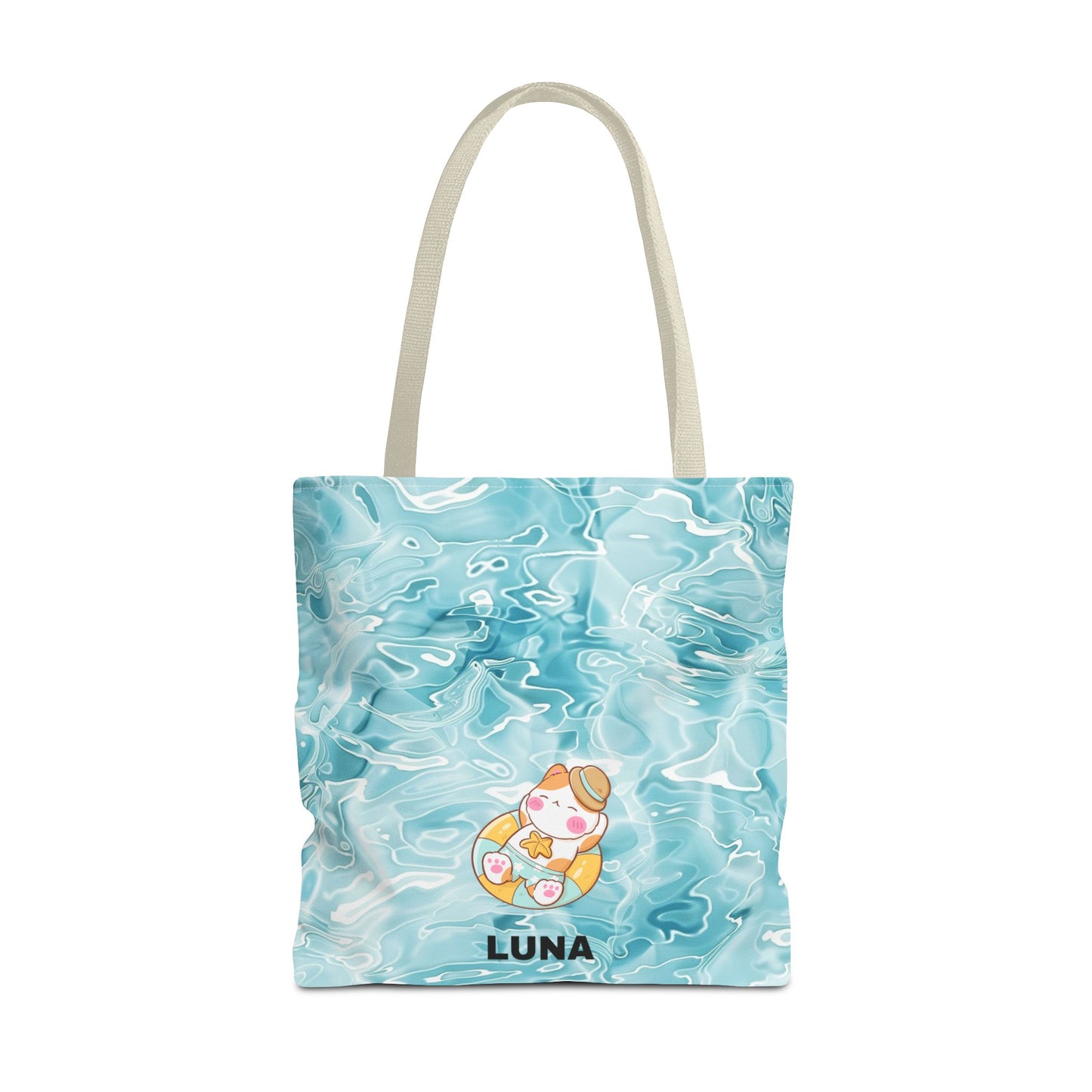 Personalized Name Cute Cat Float Ocean Starry Sky Tote Bag