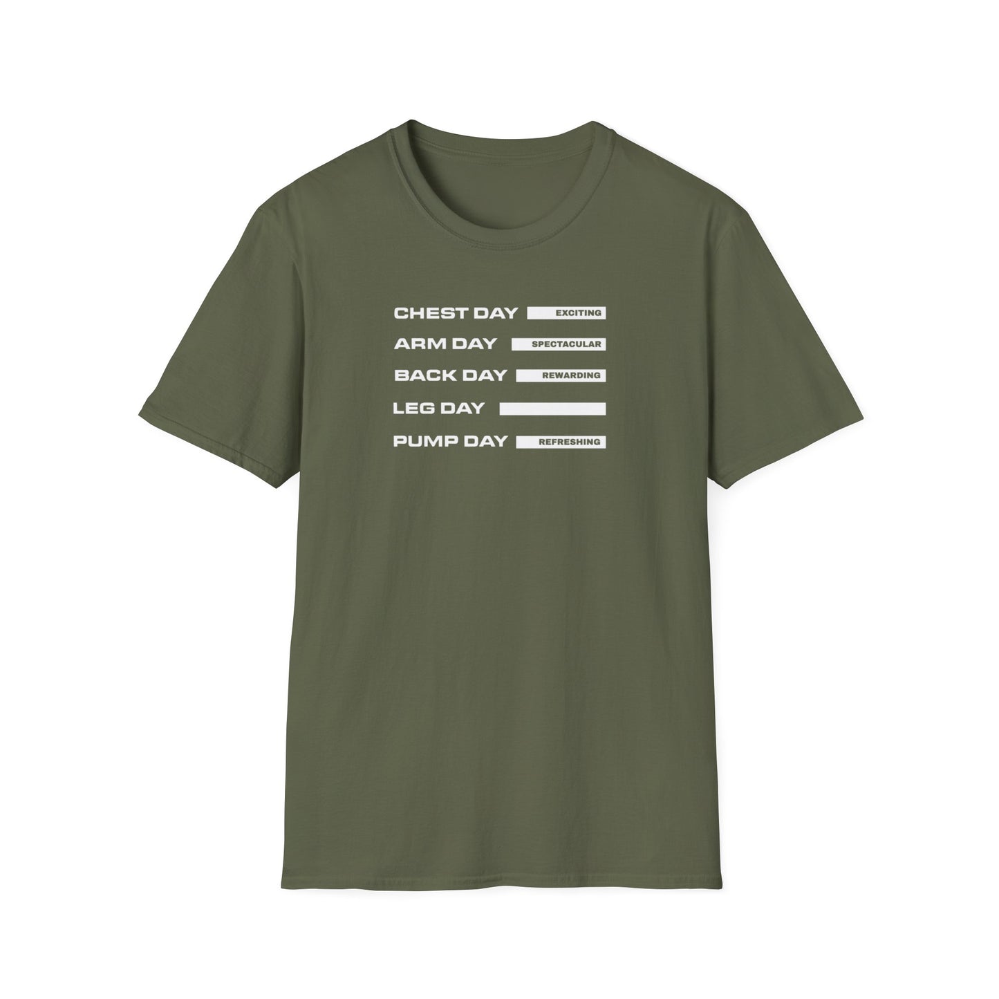Chest Day, Arm Day, Back Day, Leg Day, Pump Day Gym Motivation T-Shirt