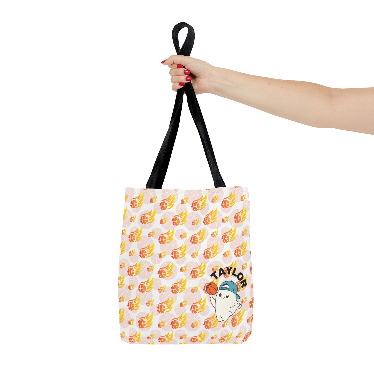 Personalized Cute Baby GH*st Fire basketball ToteBag