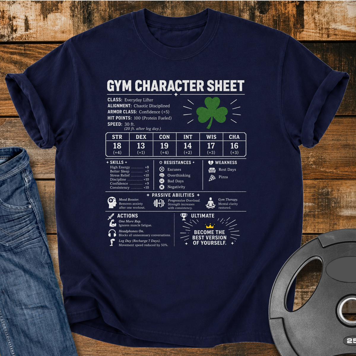 Gym Character Sheet Vintage Wash T-Shirt