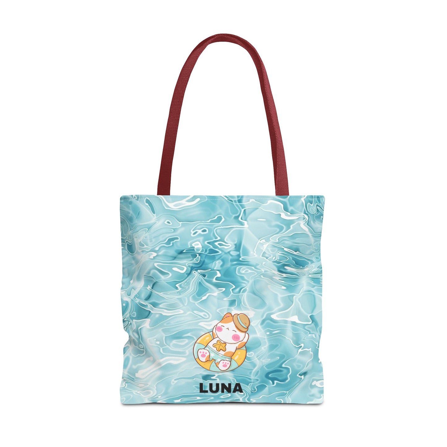 Personalized Name Cute Cat Float Ocean Starry Sky Tote Bag