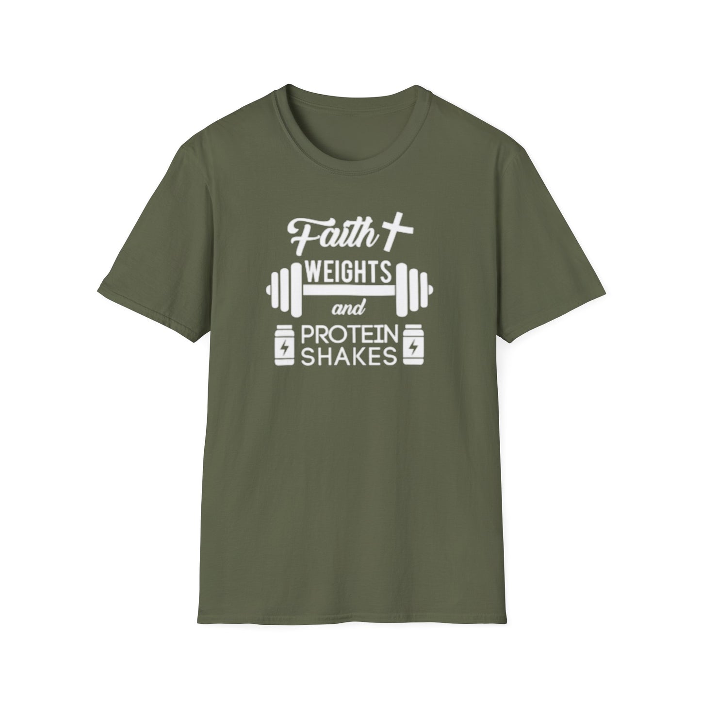 Faith, Weights & Protein Shakes T-Shirt