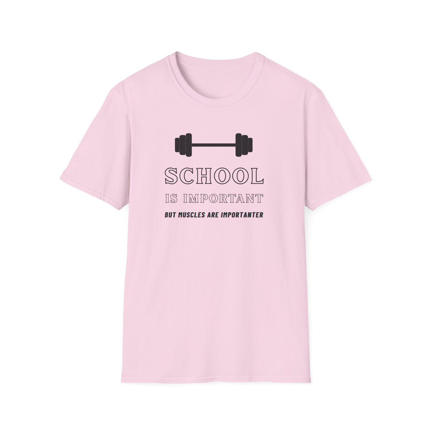 "School is Important, But Muscles are Importanter" Fitness Memes T-Shirt