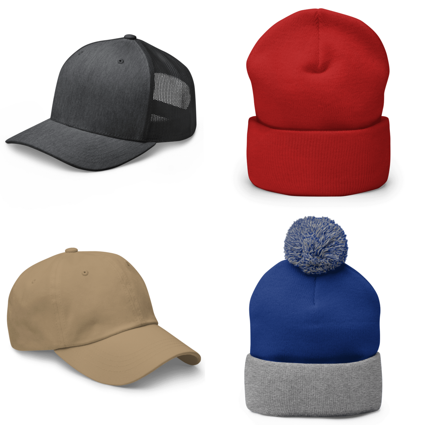My Initial/ Name Hats (classic dad cap, cuffed beanie, pom-pom beanie, trucker cap)