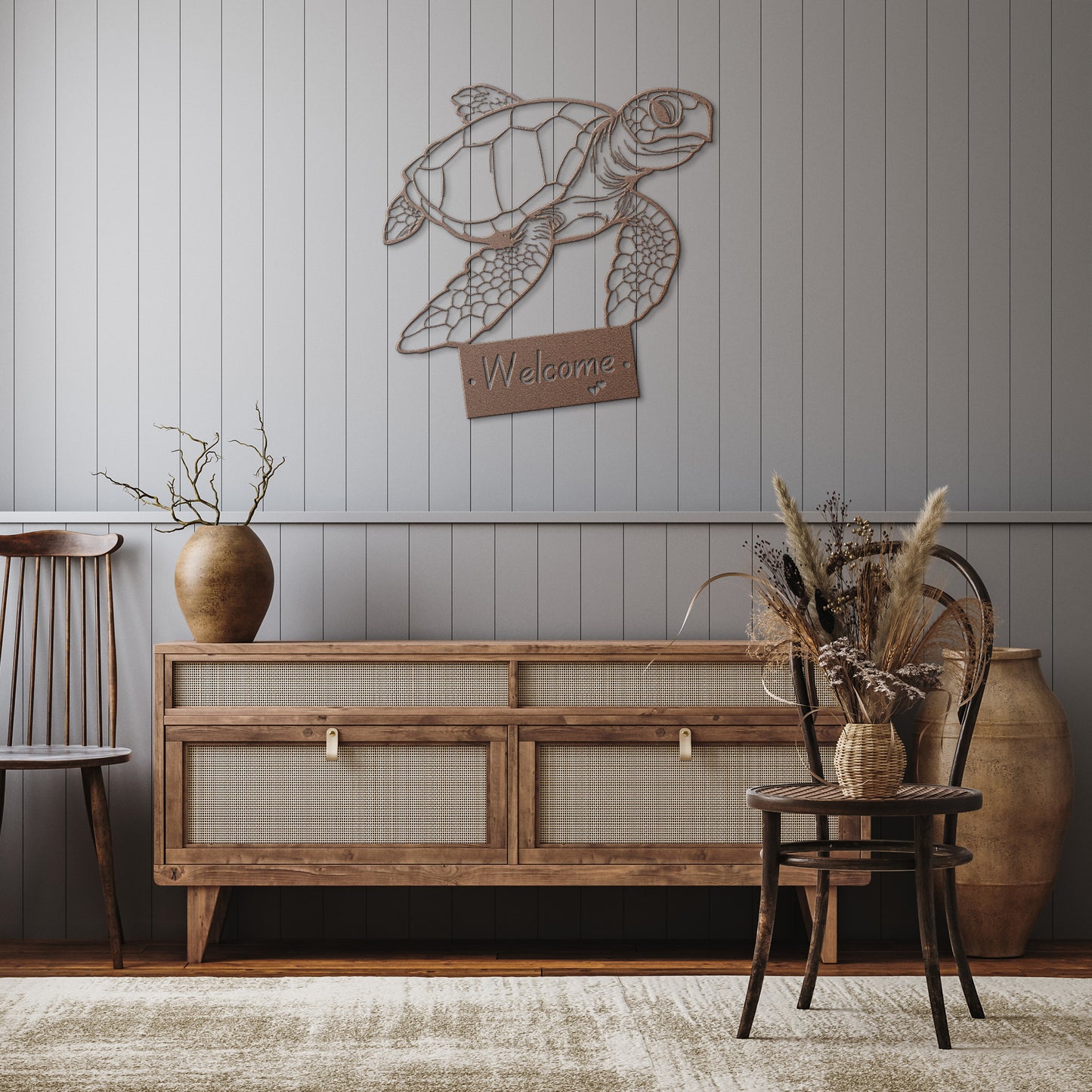 Sea Turtle Welcome Metal Sign Wall Art