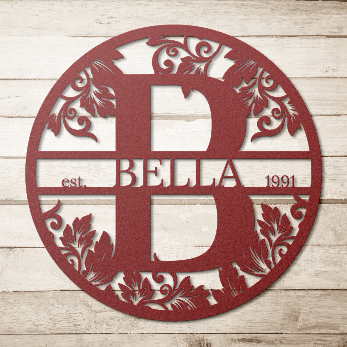 What's your name | Personlised Floral Monogram Split Letter Name Metal Signs Decor