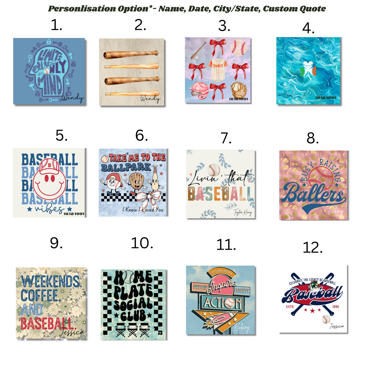 12 Great Wall- Baseball (Set of 2, 4, 12)