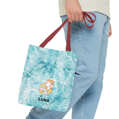 Personalized Name Cute Cat Float Ocean Starry Sky Tote Bag
