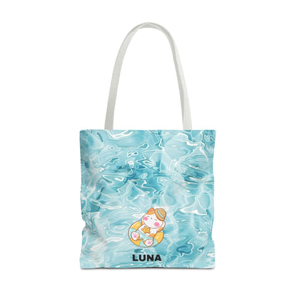 Personalized Name Cute Cat Float Ocean Starry Sky Tote Bag