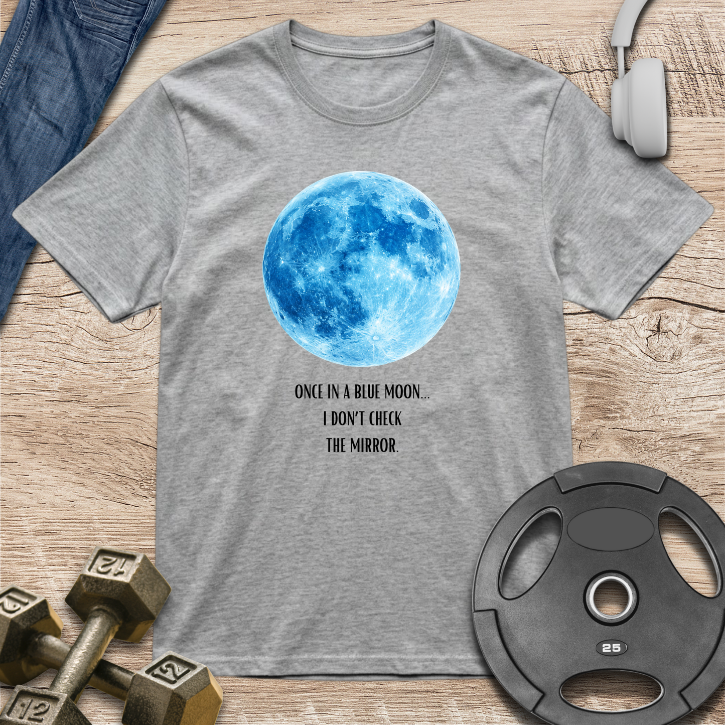 Blue Moon, mirror check T-Shirt