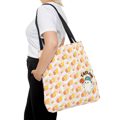 Personalized Cute Baby GH*st Fire basketball ToteBag