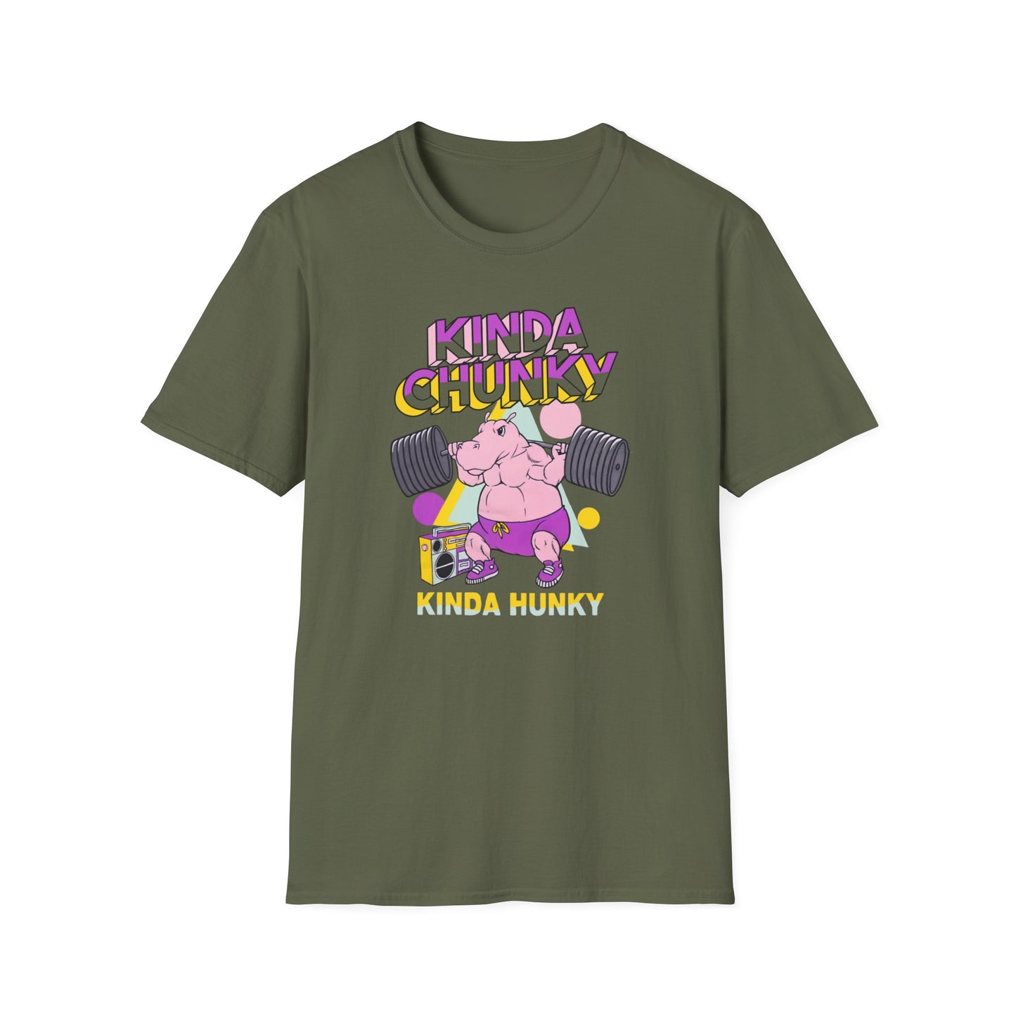 Kinda Chunky Hippo Weighlift Unisex Softstyle T-Shirt