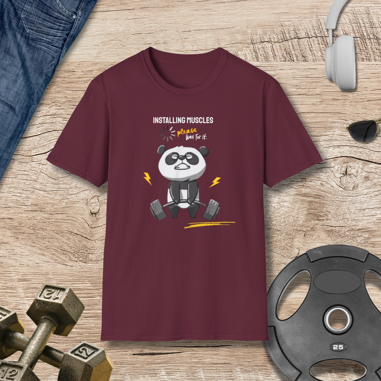 PLEASE Wait Installing Muscles T-Shirt