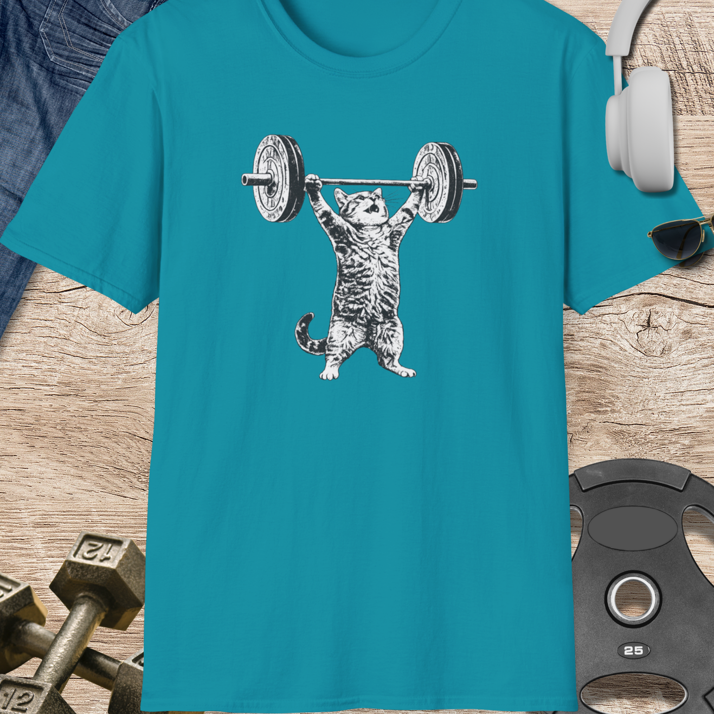 Cat Weightlifter T-Shirt