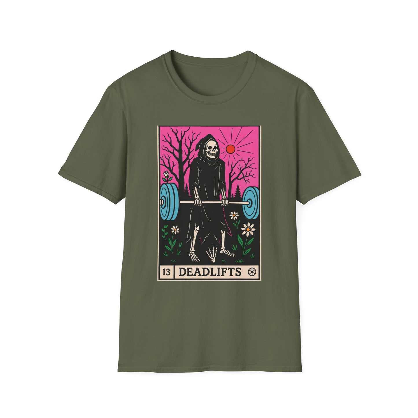 Grim Reaper Deadlifts Tarot Card Softstyle T-Shirt