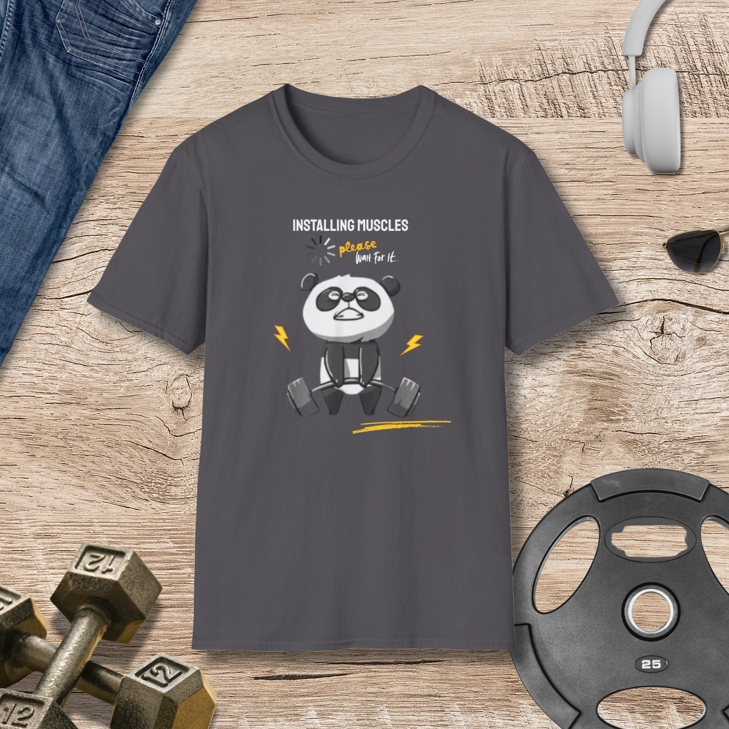 PLEASE Wait Installing Muscles T-Shirt