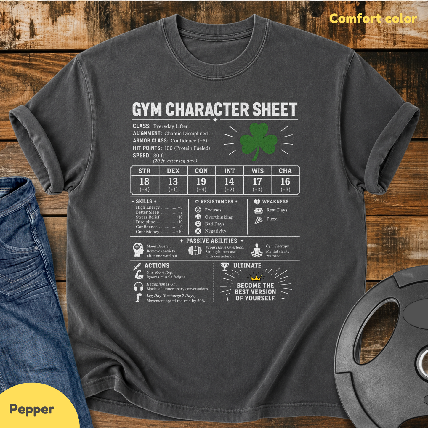 Gym Character Sheet Vintage Wash T-Shirt