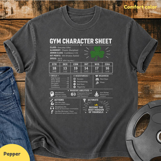 Gym Character Sheet Vintage Wash T-Shirt