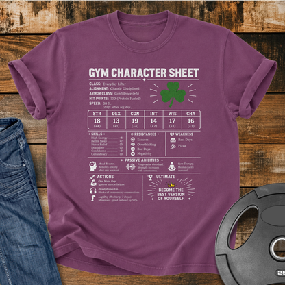 Gym Character Sheet Vintage Wash T-Shirt