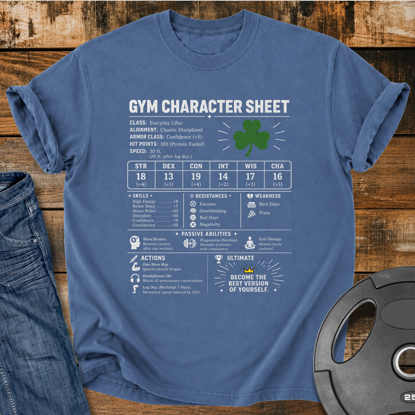 Gym Character Sheet Vintage Wash T-Shirt