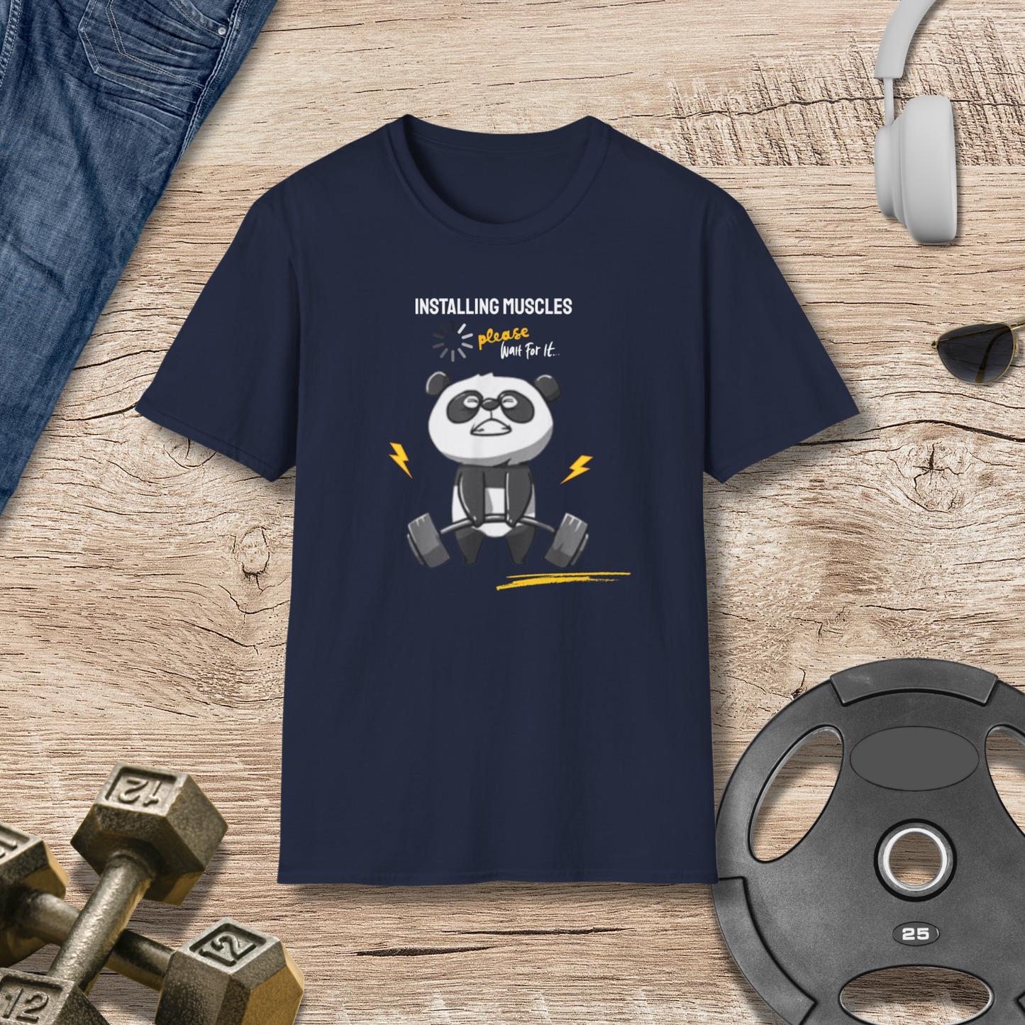 PLEASE Wait Installing Muscles T-Shirt