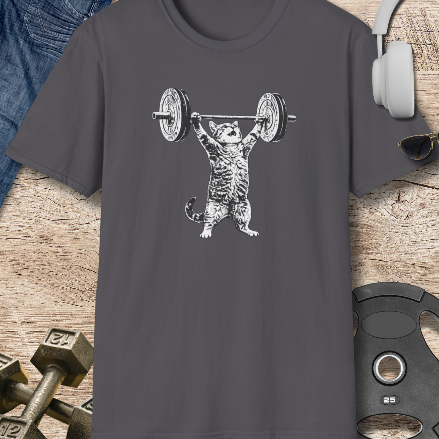 Cat Weightlifter T-Shirt
